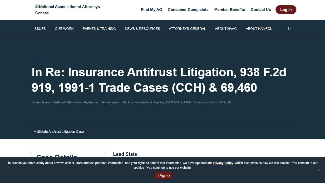 In Re: Insurance Antitrust Litigation, 938 F.2d 919, 1991-1 Trade Cases (CCH) & 69,460 - National Association of Attorneys General