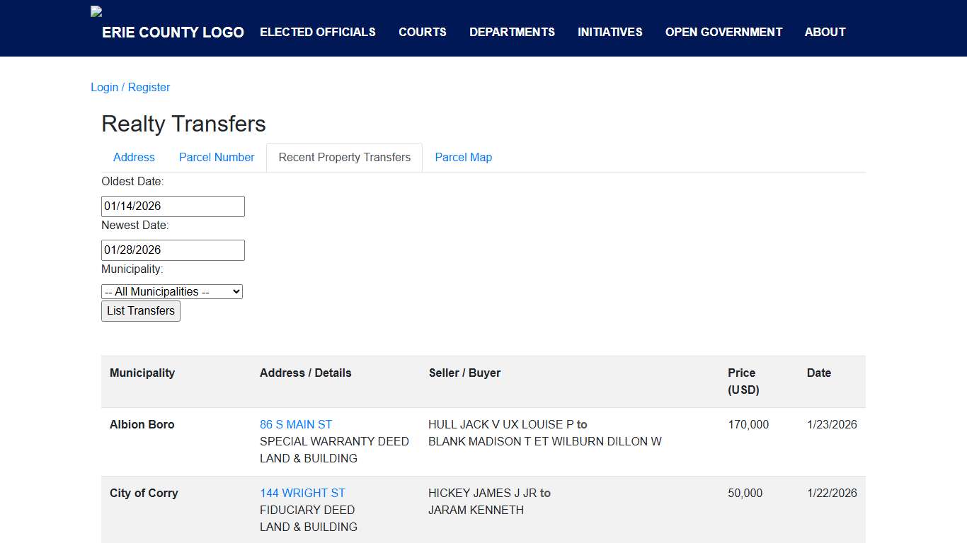 Recent Property Transfers